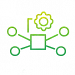 A green gradient line icon showing a central module connected to multiple nodes, representing the CarbonOps™ product suite.